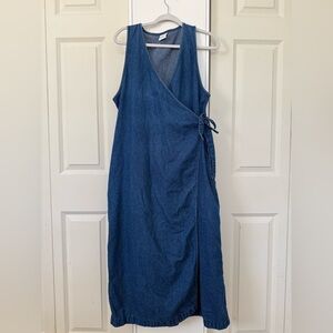 Denim wrap tie dress